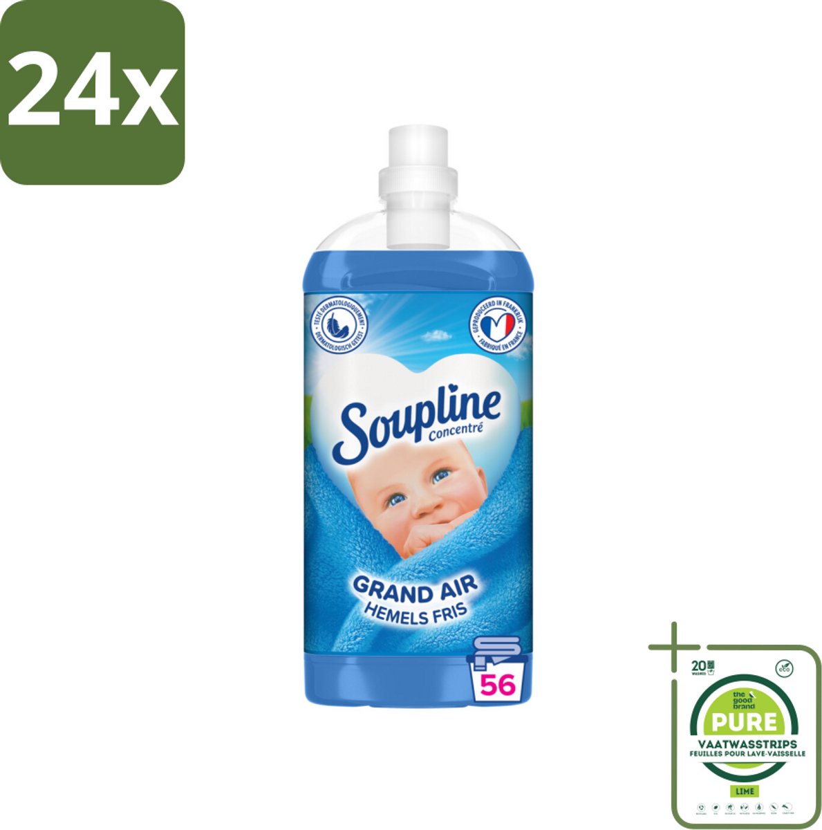 Soupline - Wasverzachter - Hemels Fris - 1350 ml - Voordeelverpakking - 24 stuks - Wasverzachter - Wasgoed