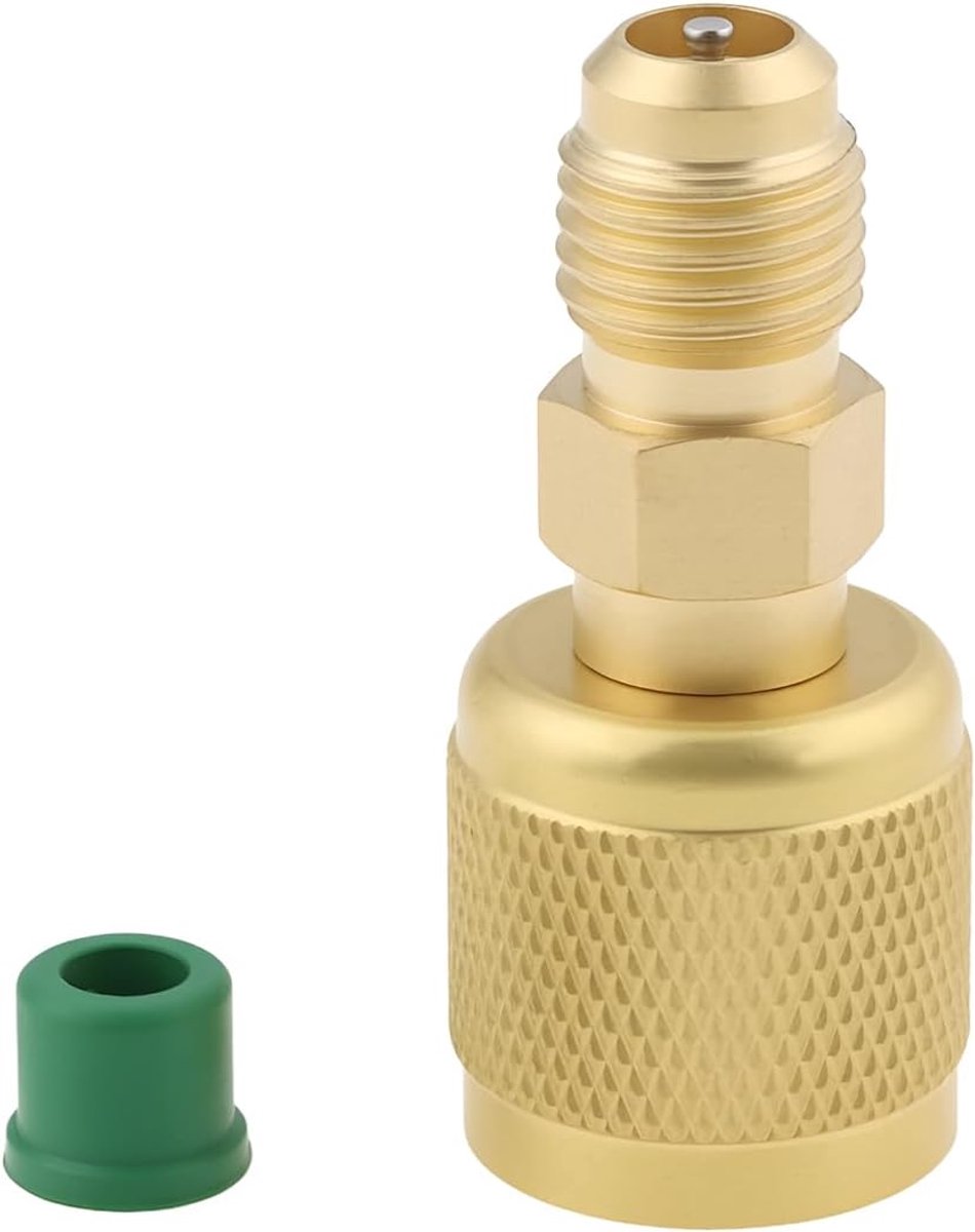 SnelShoppen - HVAC 1/4" Vrouwelijke Omgekeerde Draad naar 1/4" Mannelijke Adapter voor A2L R454B/R32 Tanks - Premium Messing Constructie, Veilig en Be