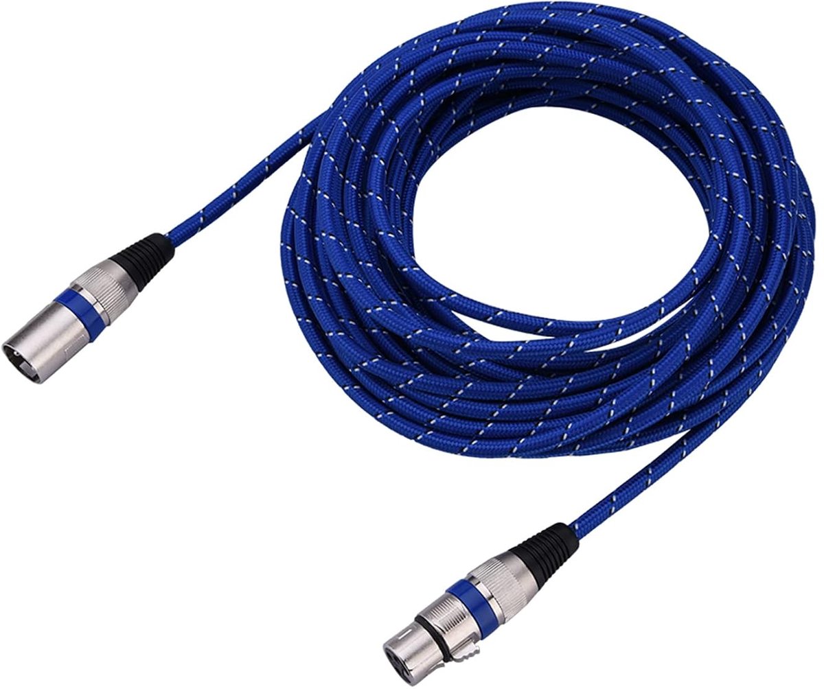 SnelShoppen - XLR Male naar Female Plug Balance 3 Pin Microfoon Kabel 1.8M Blauw - Duurzaam Nylon Geweven - Geschikt voor Versterkers, Mixers en Podiu