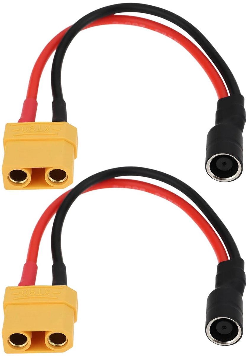 SnelShoppen - 2Pcs XT90 Female naar 8mm DC7909 Socket Kabel 15cm 14AWG Flexibel Korte Kabel voor Camping, Voertuigen en Energieopslag