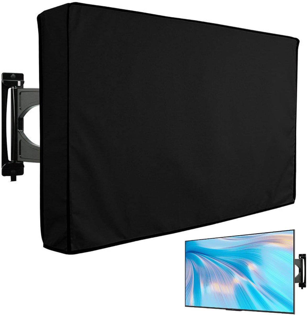 SnelShoppen - Outdoor TV Cover 40-42 Inch - Beschermhoes voor TV - Weerbestendig, Zwart, Heavy Duty, 210D Oxford Polyester, Universele Schermbescherme
