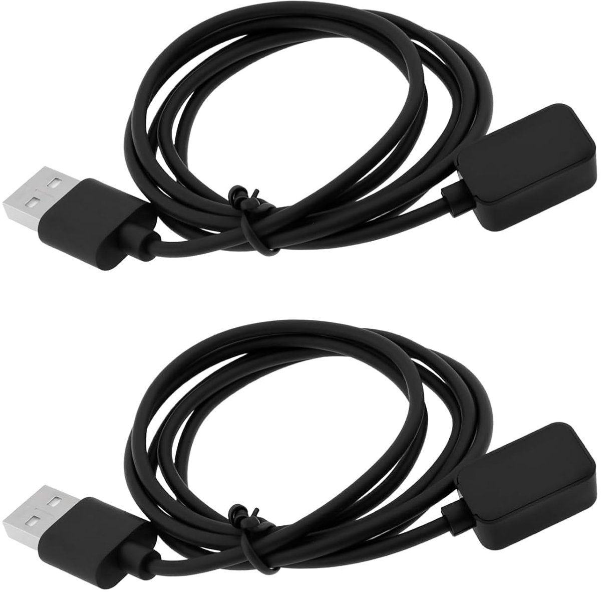 SnelShoppen - 2 Stuks USB Magnetische Oplaadkabel voor Smartwatch, Compatibel met Samsung Galaxy Fit 3 2024, Zwart, 100cm, Sterke Magneetverbinding, V
