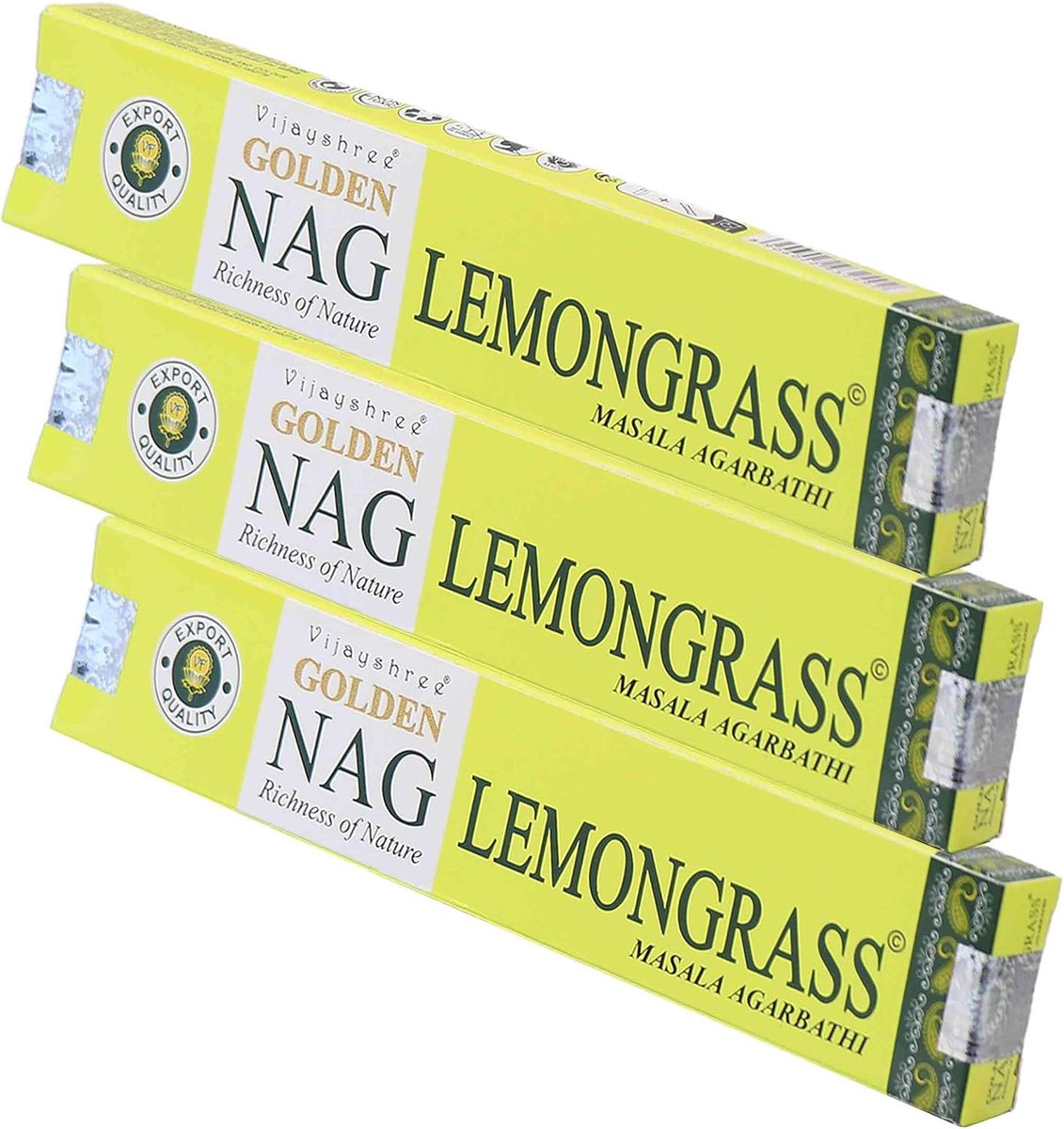SnelShoppen - 3 x Geurende Wierookstokjes Lemongrass 45 g - Handgerolde Natuurlijke Wierook met Frisse Citroengras Geur voor Energie Reiniging en Verf