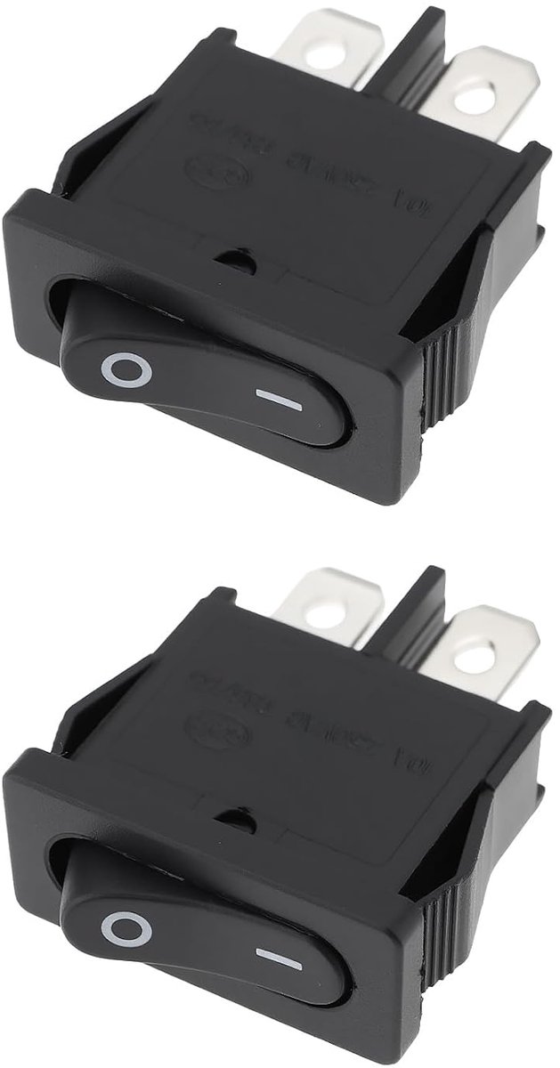 SnelShoppen - 2 Stuks 2Pin Slim Rocker Schakelaar 6A 250V Twee Positie Schakelaar RL3-4T125/55 voor Ventilator Elektrische Apparatuur