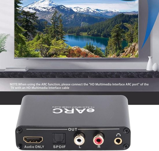 SnelShoppen - EARC & Arc Audio Extractor HDMI, Geluidsconverter tot 720p, Optisch, 3.5mm Aux, Voor TV, Versterker, Thuisbioscoop, Soundbar, Hoofdtelef van Snelshoppen — afbeelding 3