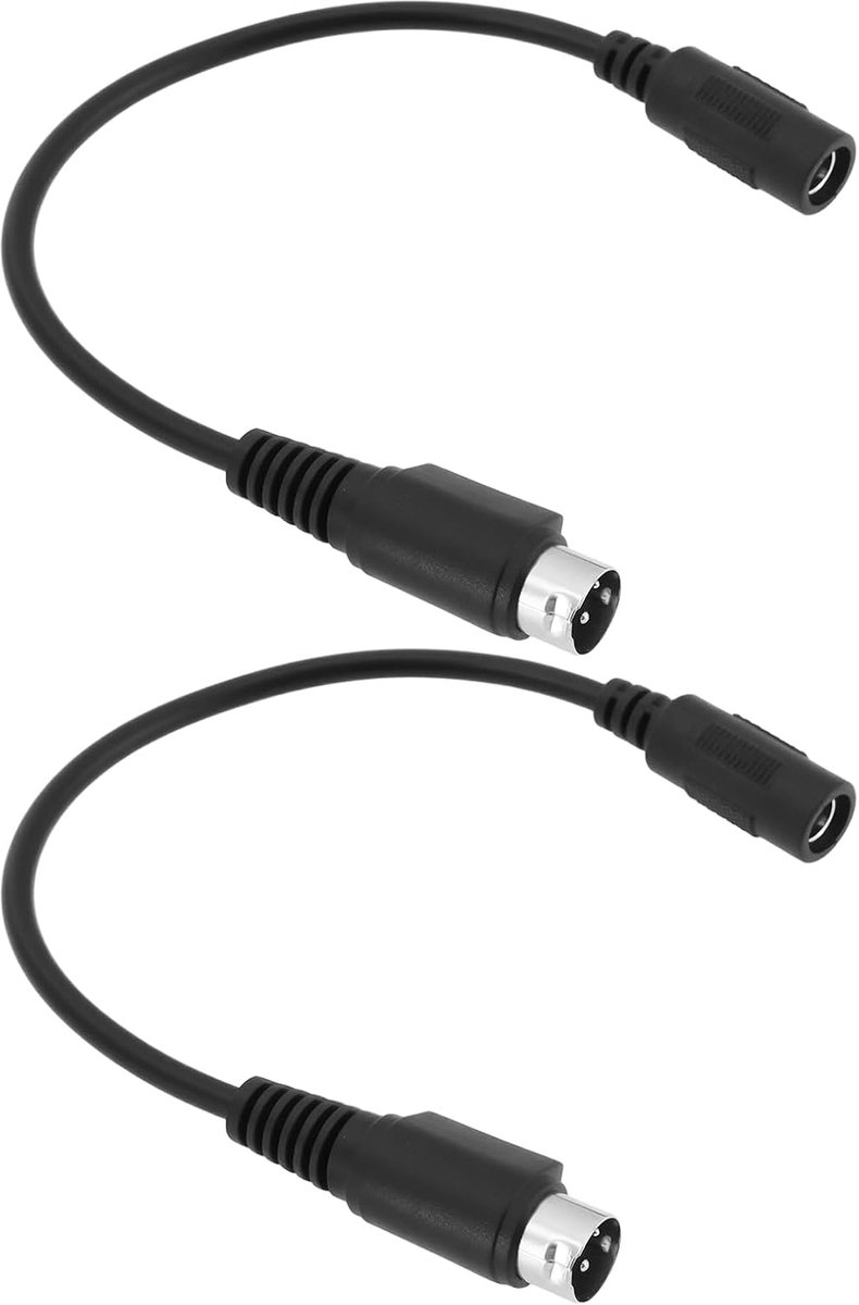 SnelShoppen - 2 Stuks DC5.5X2.1 Vrouwelijk naar 3-Pins Ronde DIN Kabel Stroom DC Plug Adapter voor Camera & Printer - 15cm Lengte