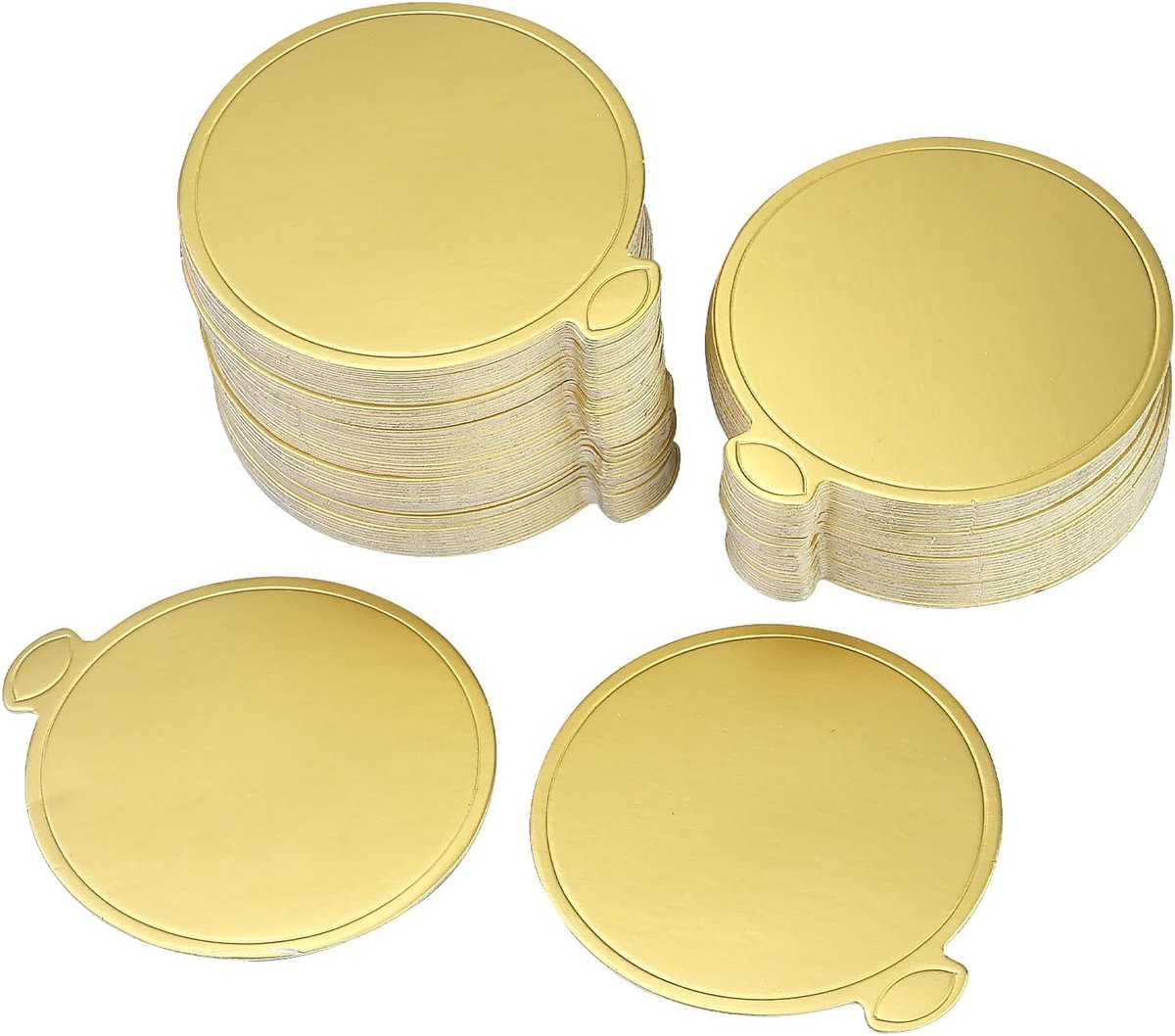 SnelShoppen - 110 Stuks Mini Taartbordjes 9cm - Gouden Papieren Taartplaten - Rond Wegwerp Taartpads voor Bruiloft, Verjaardag, Gebak, Dessert Decorat