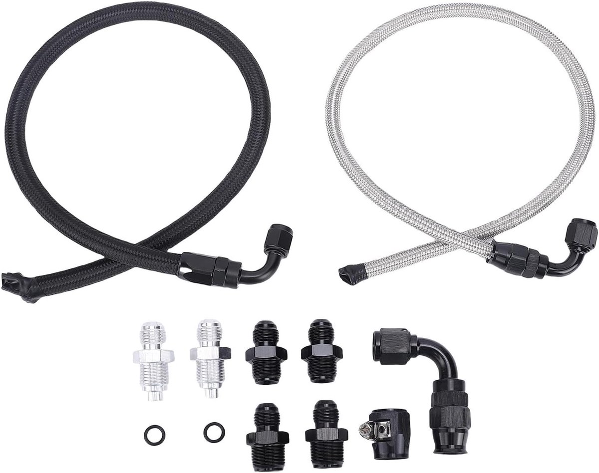 SnelShoppen - 25 Inch 6AN Power Steering Pomp Slang Kit Vervanging voor C10 LS Swap Type 2 Drukbestendig RVS Geweven