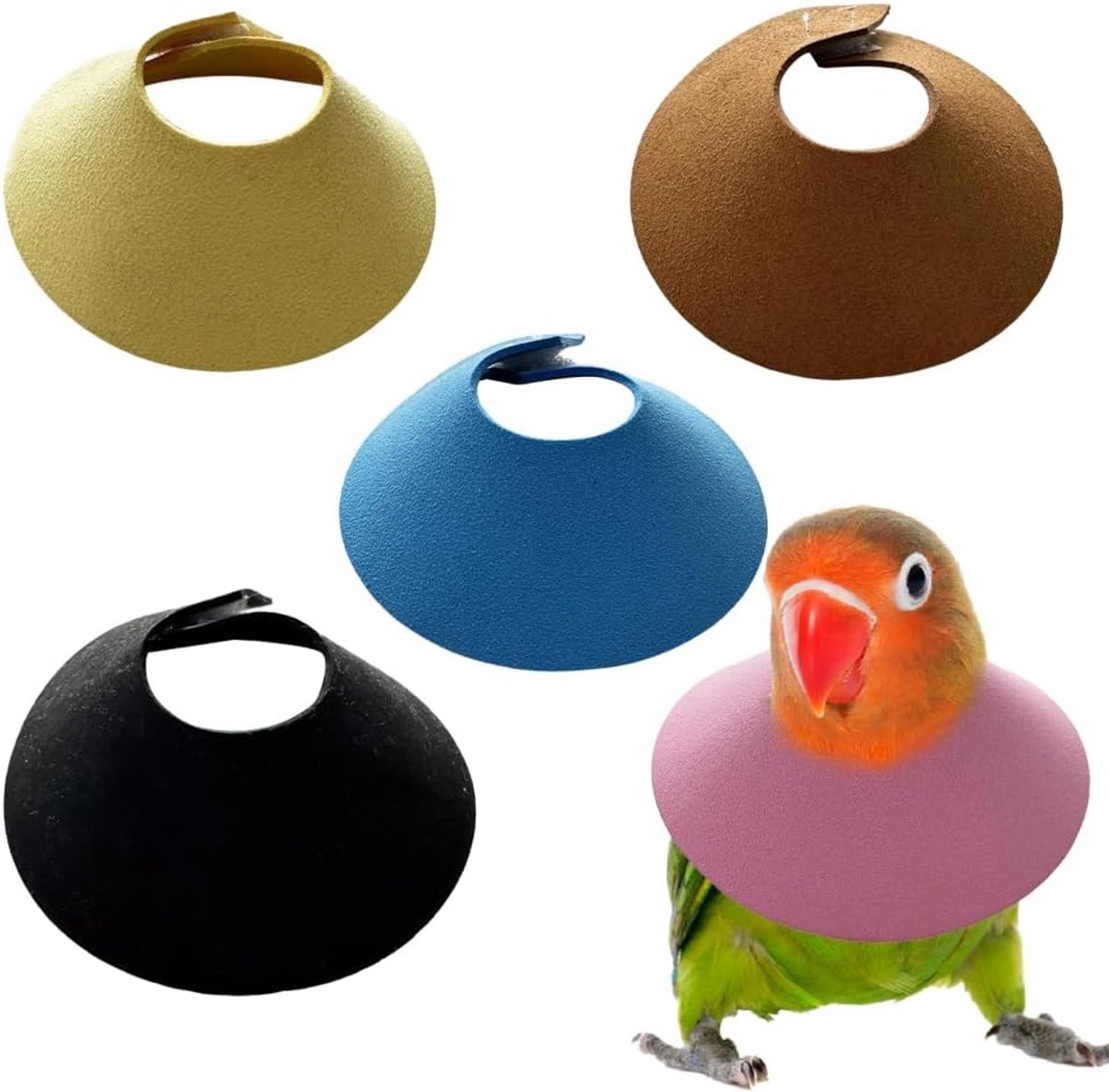 SnelShoppen - Pack van 5 Anti-Vogel Kragen, Papegaai Nekbescherming, Bijt Bescherming Kragen, Verstelbare Vang Kegels voor Vogels, Papegaaien en Onsch