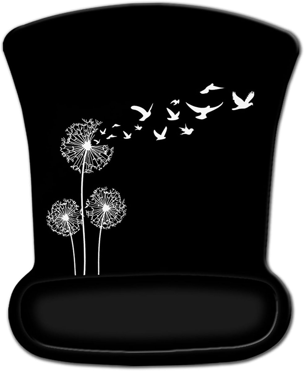 SnelShoppen - Ergonomische Muismat met Gelkussen en Handsteun | Comfortabele Ondersteuning voor de Pols, Antislip Basis, Dandelion Design voor Kantoor