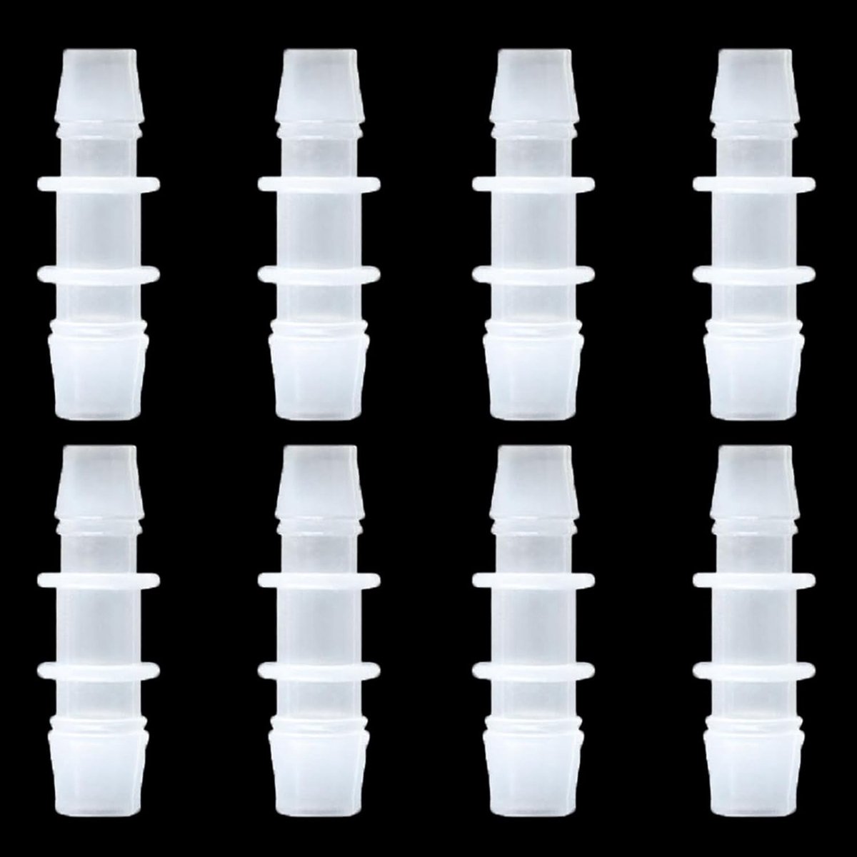 SnelShoppen - 8-delige Plastic Tuinslang Aansluitset, 4.8x7.9mm PP Buisconnector, Rechte Aansluiting, Barb Reducer voor Tuin en Landbouw Irrigatiesyst
