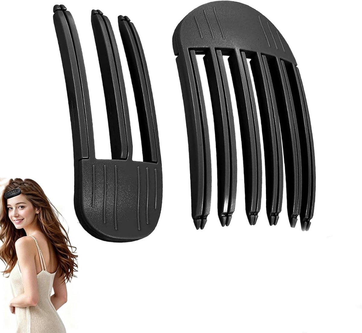 SnelShoppen - 2 Stuks Haar Volume Clips, Haar Volume Rol Clips, Fixerende Haarklemmen, Zwart, Voor Direct Volume, Ideaal Voor Feestjes en Dagelijks Ge