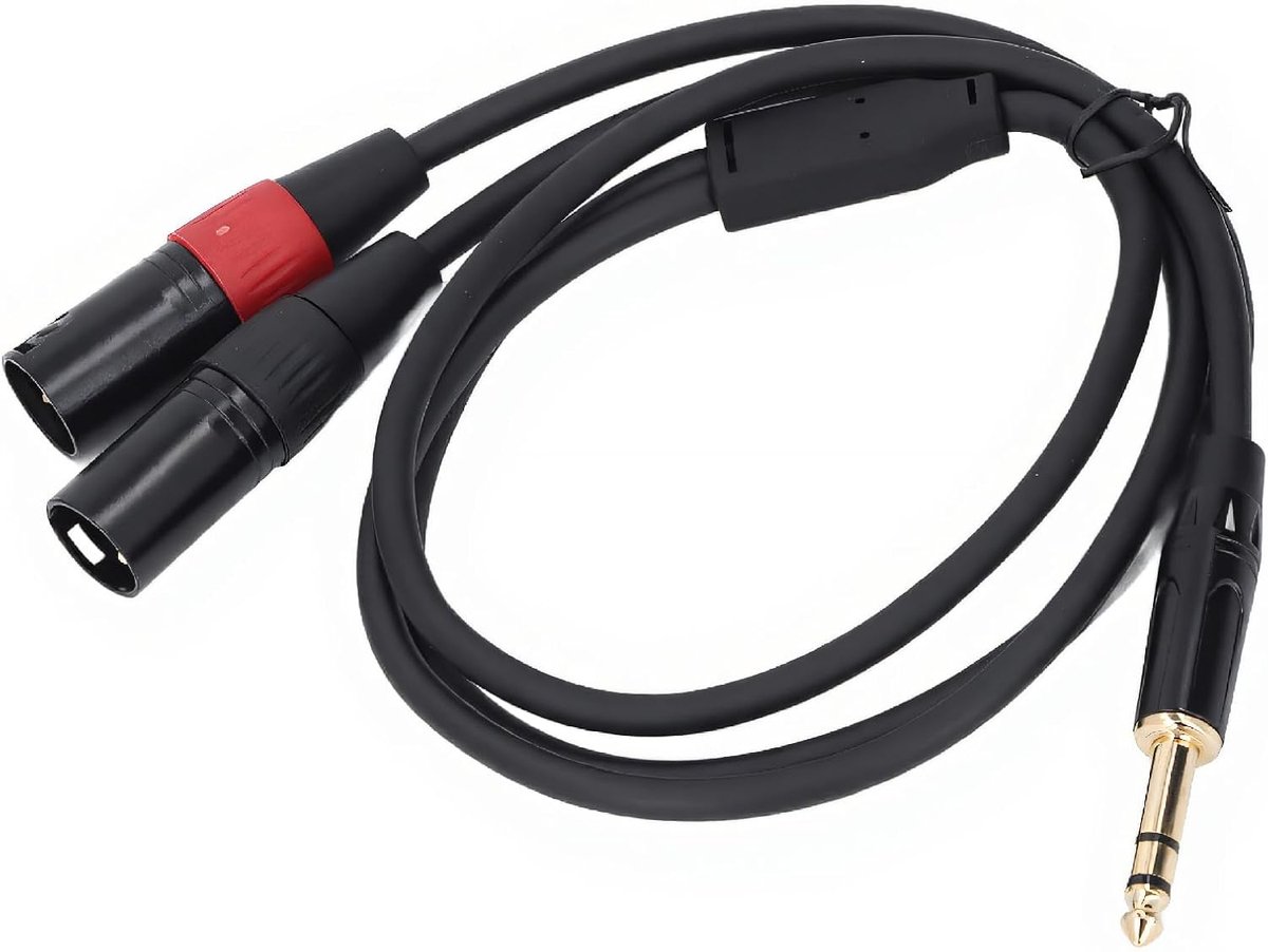 SnelShoppen - 1/4 TRS naar Dual XLR Manne Y Splitter Kabel, 1/4 Inch (6.35mm) Manne naar 2 XLR Manne Patch Cord, 24K Goud Geplateerde Connector (1m)