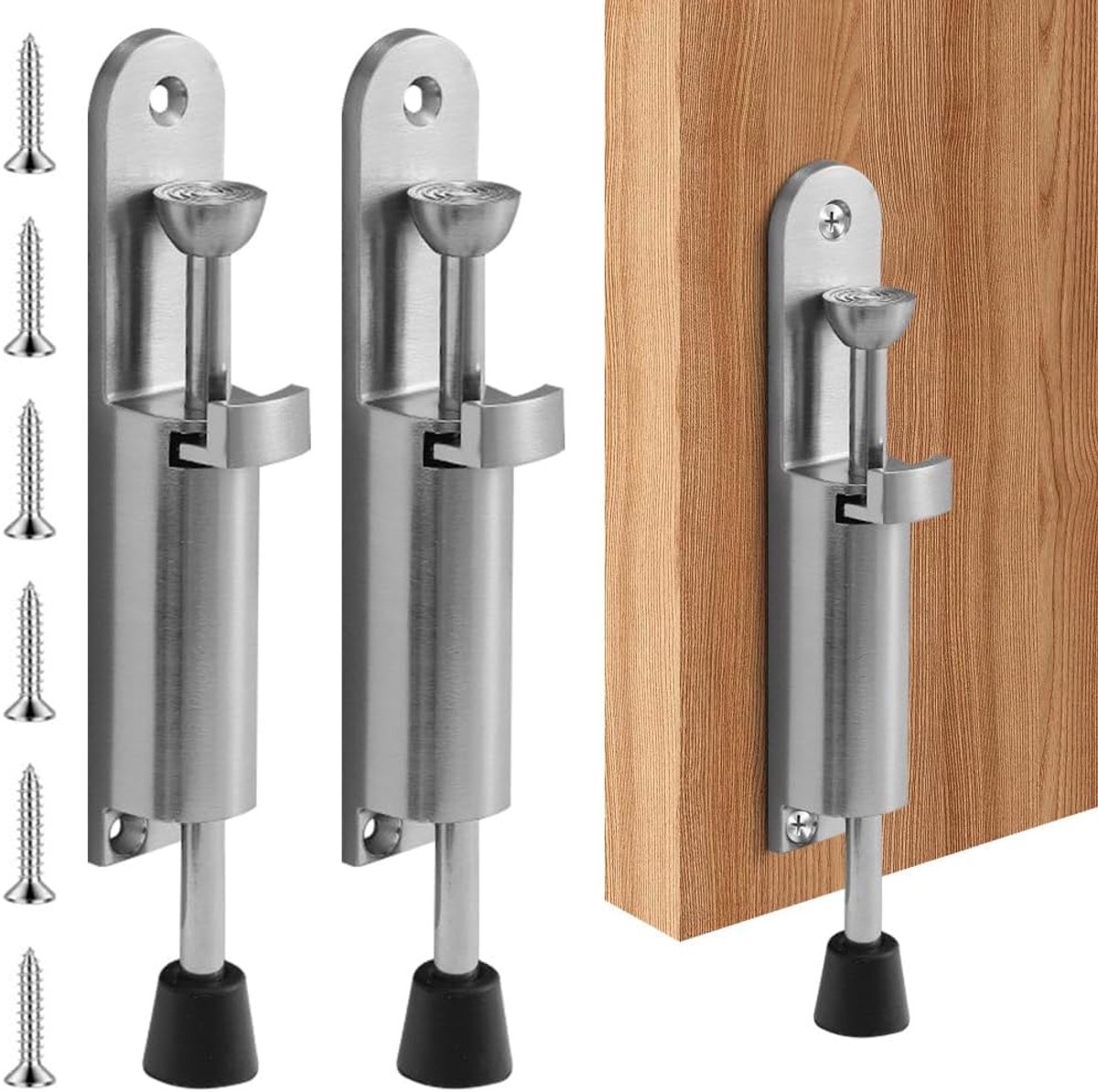 SnelShoppen - Winddichte Deurstoppers 2 Stuks, Deurslot voor Binnen en Buiten, Hoogwaardige Zinklegering, Voetbediening, Veermechanisme, Garage Deur S