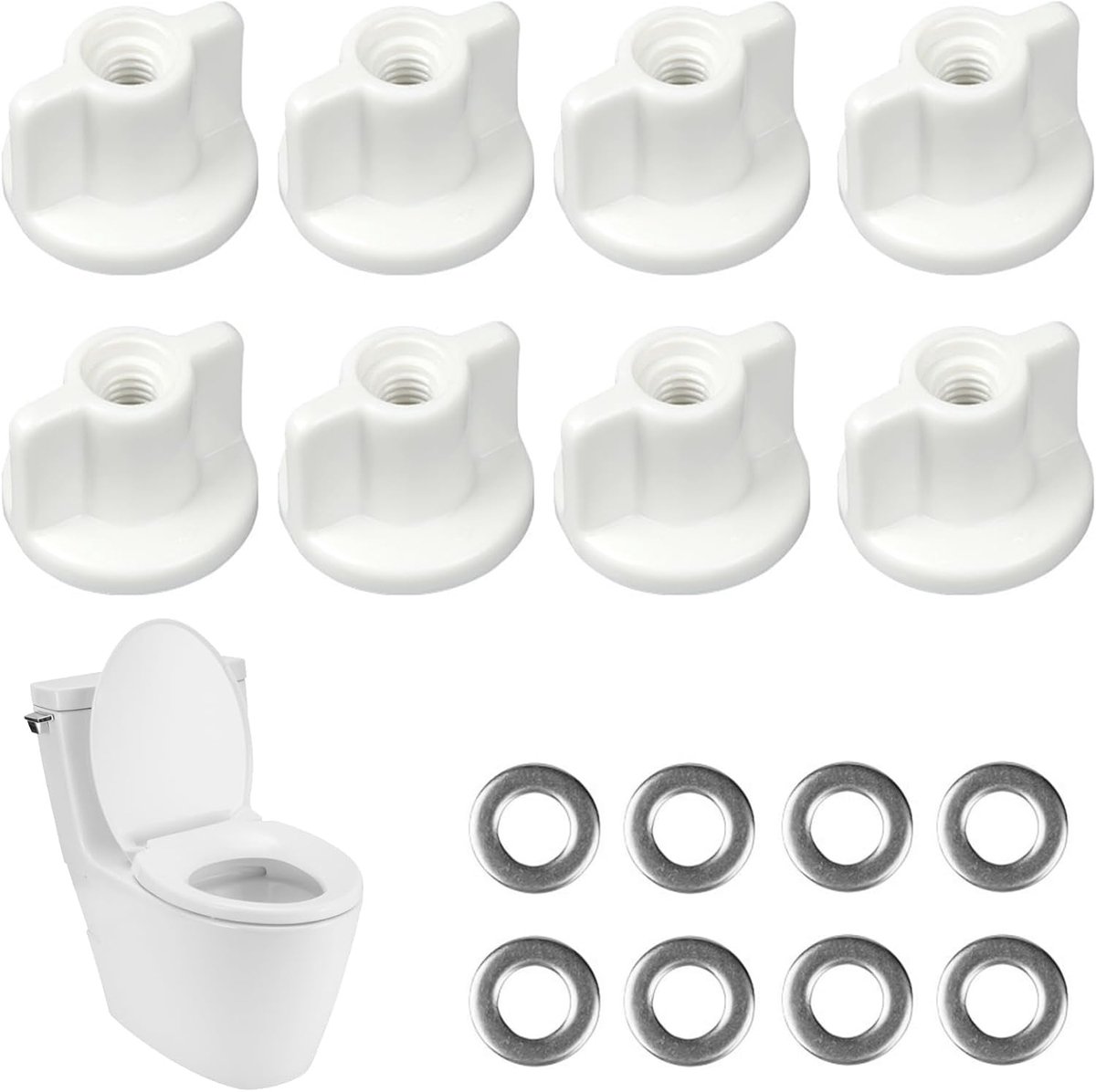 Toiletbril bevestigingsset 8-delig - robuuste vervanging - eenvoudige installatie - voor toiletzitting - ShopVlot