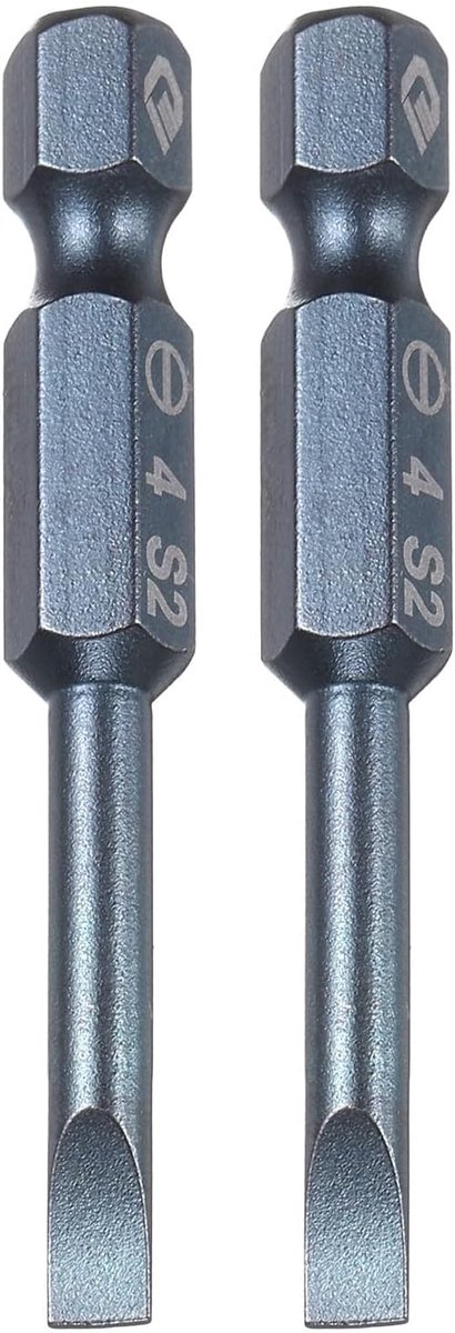 SnelShoppen - 2 Stuks SL4 Magnetische Sleufschroevendraaier Bits 4mm S2 Staal Plat Hoofd Schroevendraaier Bit 1/4" Hex Aansluiting 50mm (2") Lang voor
