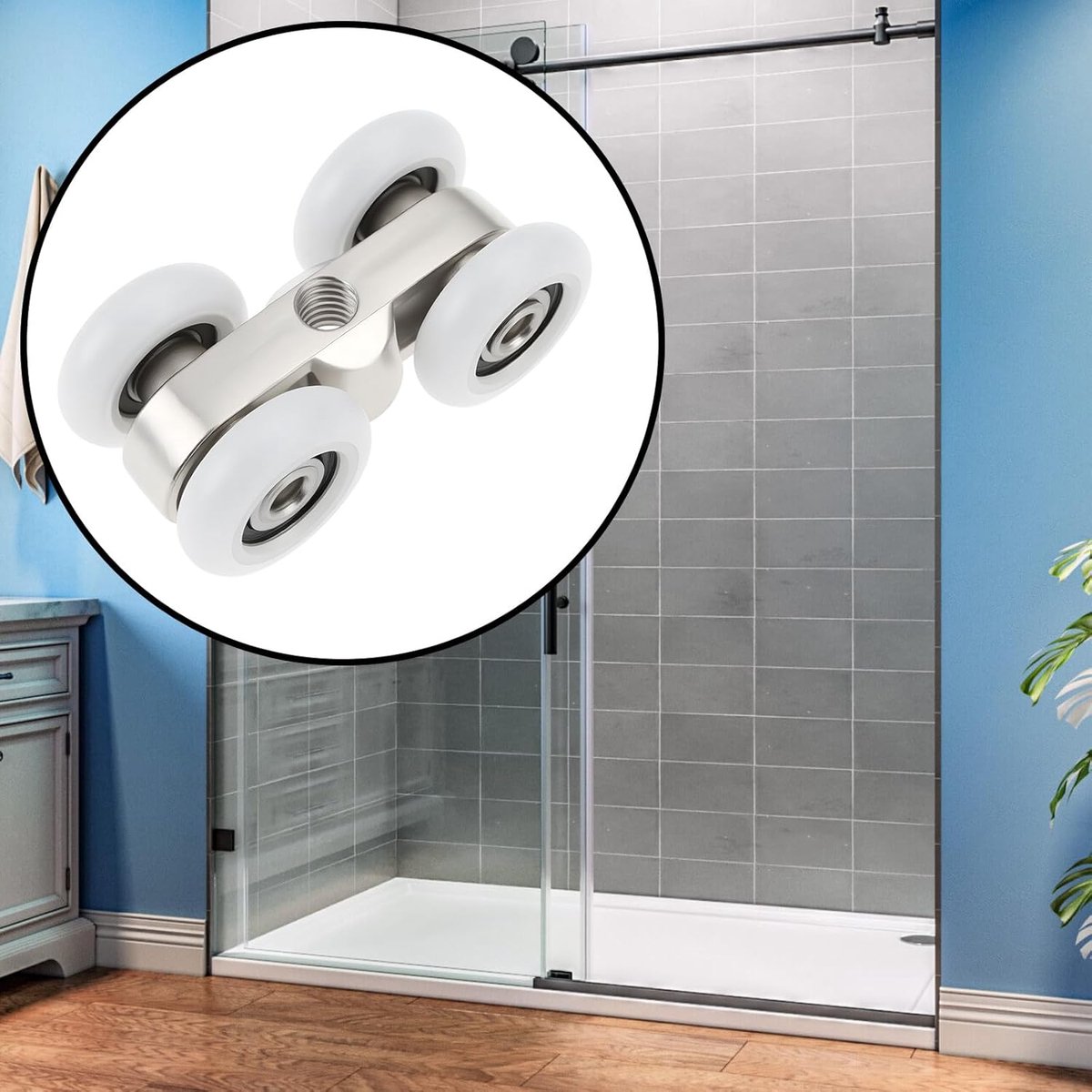 SnelShoppen - 2X Zinklegering Nylon Glijwiel 46mm x 21.5mm Geschikt voor Douche Glasdeur Stil Glijden