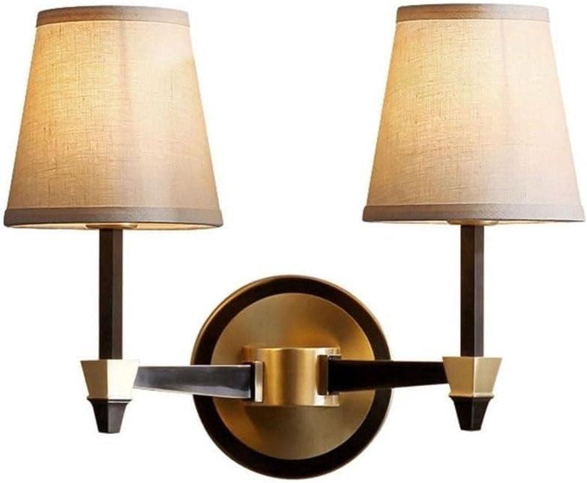 Linnen Wandlamp - Messing Muurlamp - Sfeerverlichting Creëren - Volledig Koperen Arm - 40cm - Niet gespecificeerd