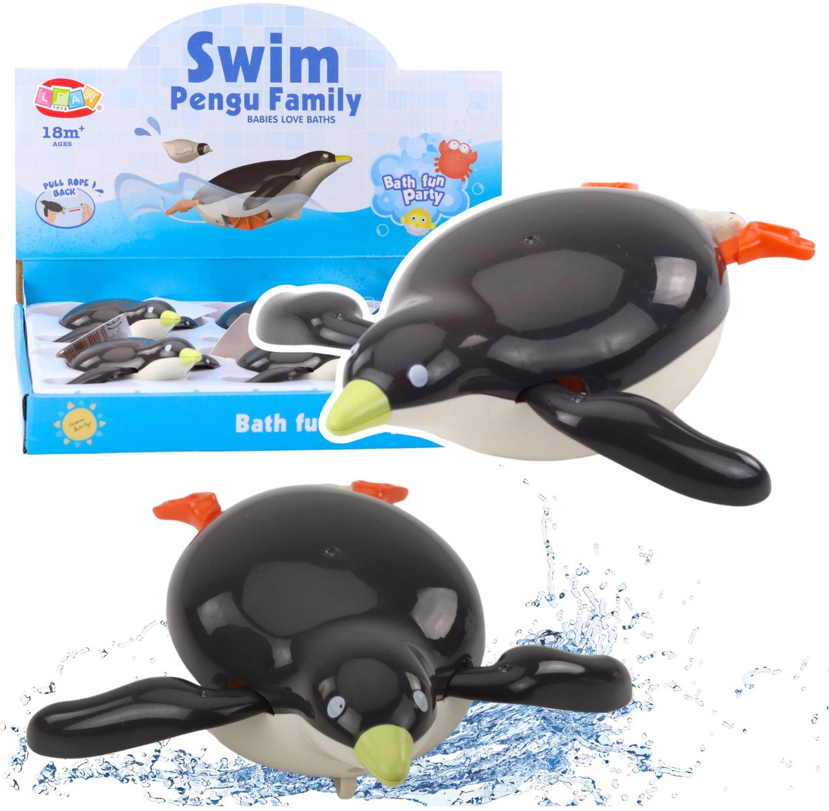 Drijvende Pinguïn Opwindbadwaterspeeltje Grijs 14,5 Cm