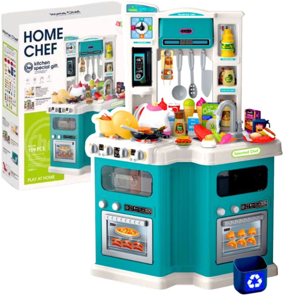 Grote kinderkeuken thuis chef-kok kookgeluiden accessoires 109 stuks. - UNI