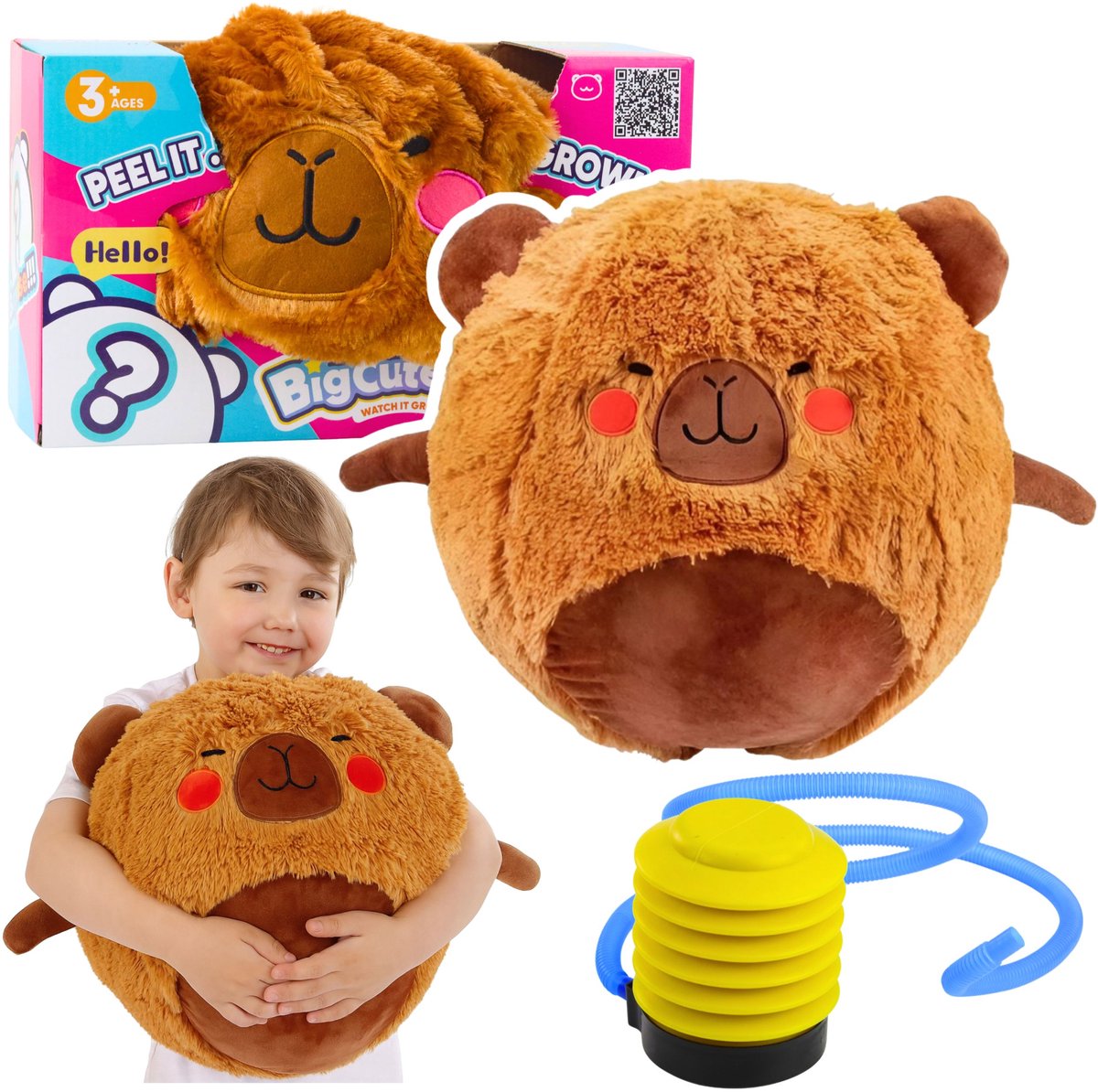 Springbal Groeiende Pluche Capibara Bruin Pomp 50 Cm - UNI