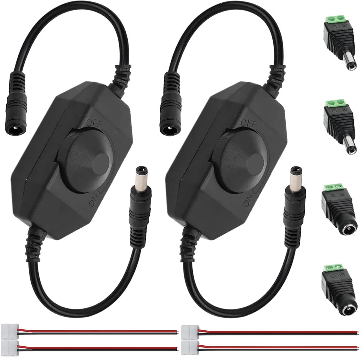 SnelShoppen - LED Strip Licht Dimmer Schakelaar DC 12V Controller voor Enkel Kleur 3528 5050 LED Strip Licht, Dimbare LED Controller met DC 5.5 x 2.1m