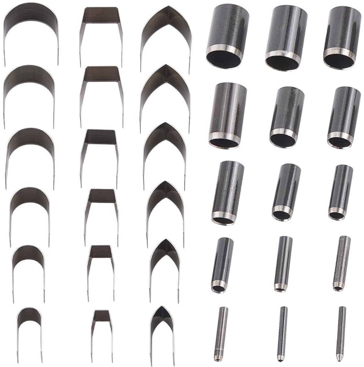 2 Box 33Pcs Leather Hollow Punch Cutter Tool Set Multi Sizes Stainless Steel Holes Decorative Belt End Punch Angle - ShopVlot