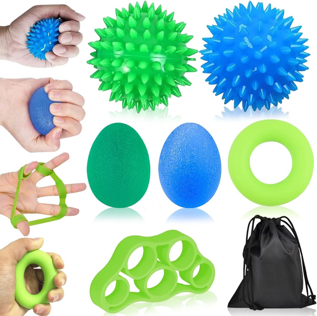 SnelShoppen - Handtrainer en Vingertrainer Set - 6 Stuks Multifunctionele Handtrainers - Gripkrachttrainer voor Artrose, Stressverlichting - Zacht en