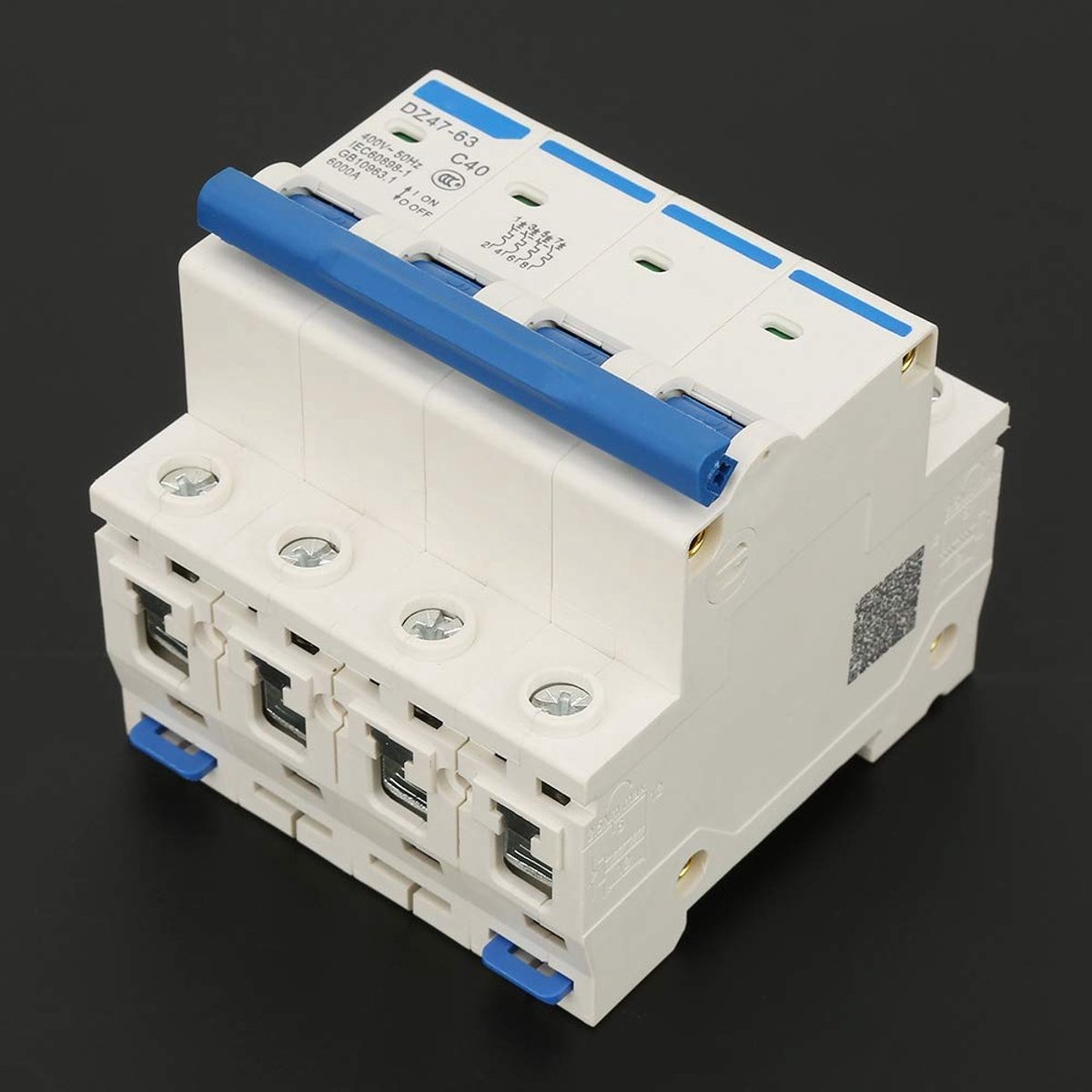 SnelShoppen - Circuitonderbreker 50Hz DZ47-63 4P 40A 400V Miniatuur Schakelaar voor Zonne-energie, Corrosiewerend en Vlamvertragend Materiaal