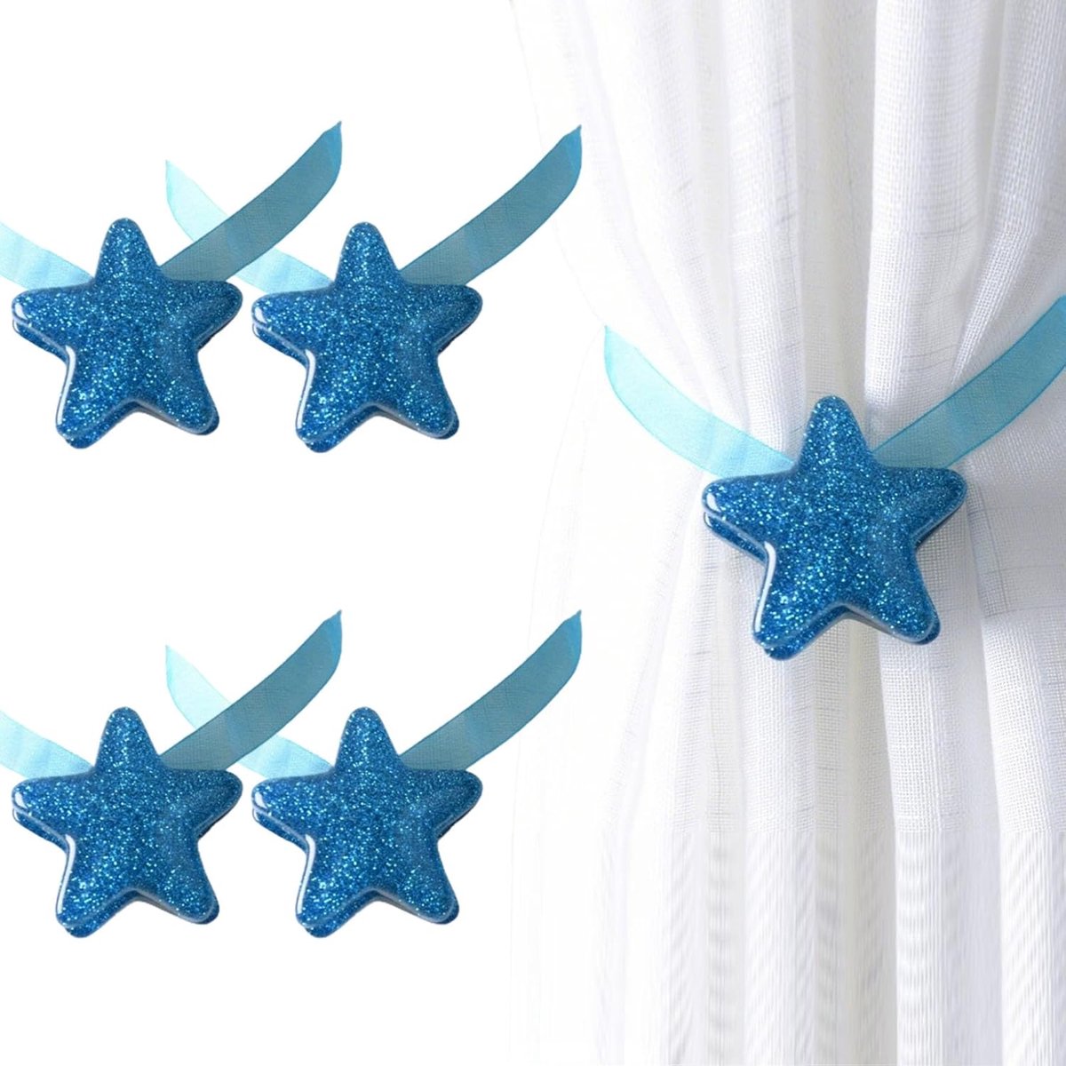 Magnetische embrasses met sterren, voor gordijnen, gordijnhouders, magnetische embrasses clips, embrasses voor indoor - ShopVlot