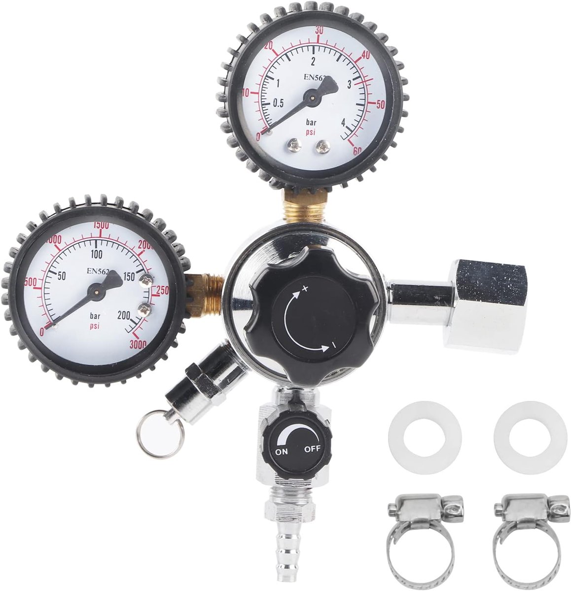 SnelShoppen - CO2 Regulator voor Bier en Frisdrank - Drukverlagingsventiel met W21.8 EU Stekker - Perfect voor Thuisbrouwerij en Carbonisatie - Dubbel