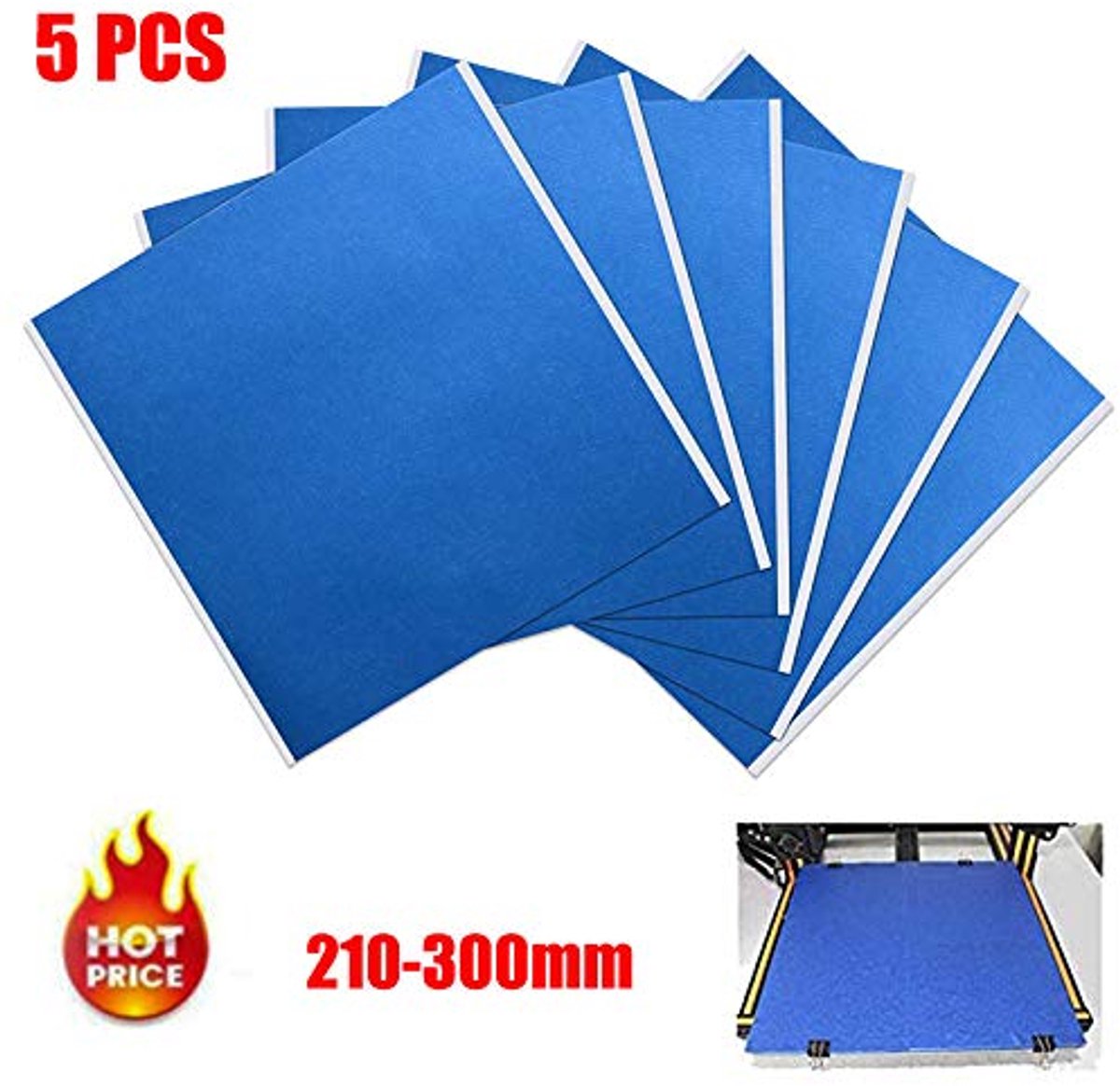 SnelShoppen - 3D Printer Heated Bed Tape Hoge Temperatuur Tape Printplatform Tape Blauw 5 Stuks 300mm x 300mm Ideaal voor 3D Printen