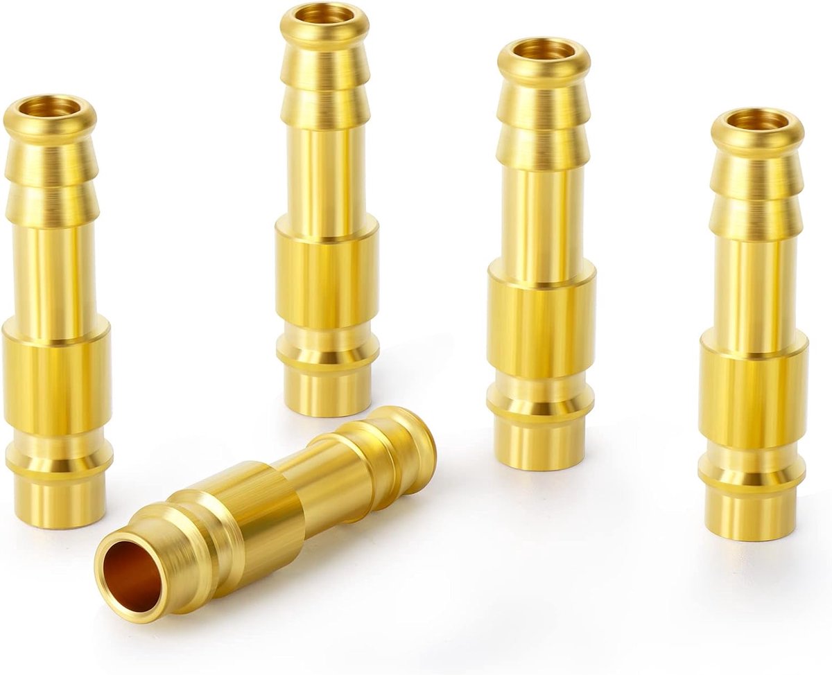 SnelShoppen - 5x 13mm Messing Nozzle Compressed Air Plug - Duurzaam en Corrosiebestendig - Geschikt voor Pneumatische Gereedschappen - 0-1 MPA en -50-