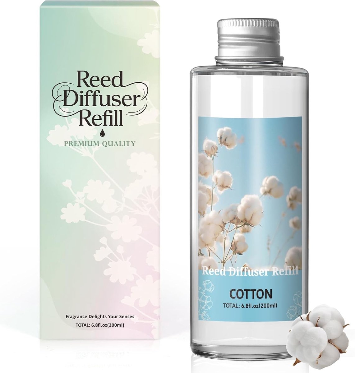 Roomgeur Navulling 200ml, Katoengeur voor Diffuser, Langdurige Aroma Navulling voor Woonkamer, Slaapkamer en Badkamer