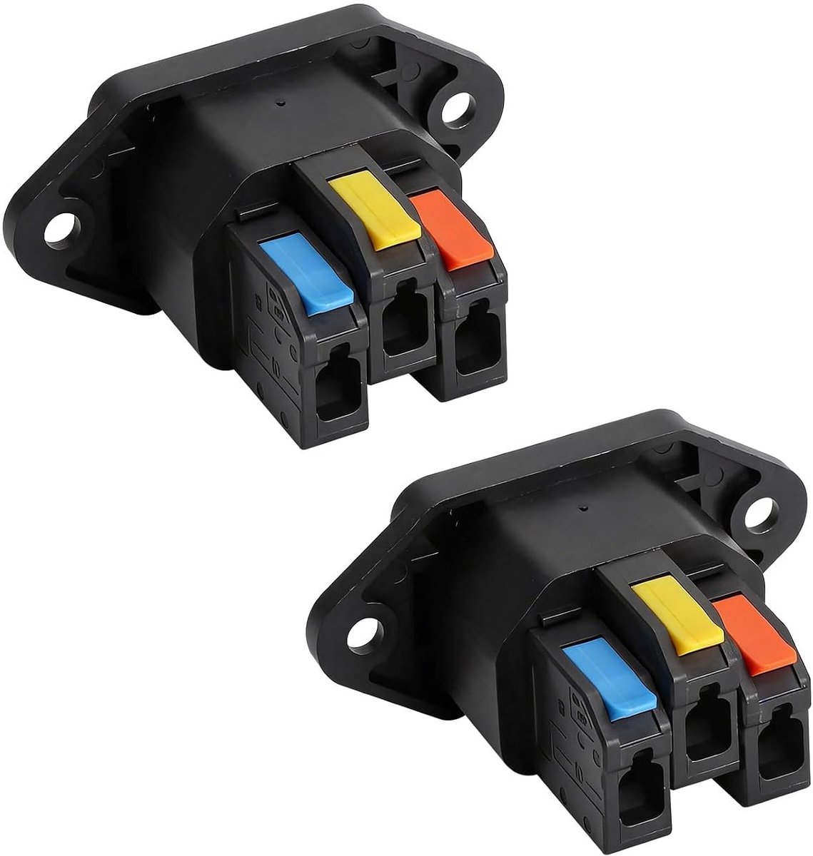 SnelShoppen - 2 Pack C14 Koud Apparaten Connector Bushing - 3 Pin Snap-in/Clip-on IEC Paneel, 10A 250V, Zwart, Geen Solderen Nodig, Vervanging voor PC