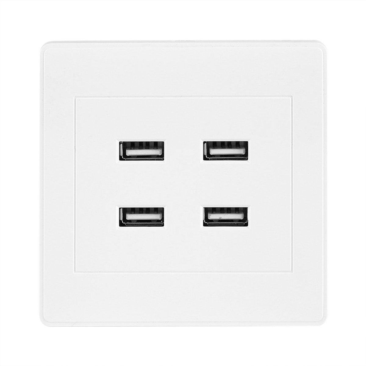 SnelShoppen - Fdit 4 USB Poorten DC 5V Wandcontactdoos Oplader voor Thuis en Kantoor - Vierkante Design, Vlamvertragend Materiaal, Veilig en Duurzaam
