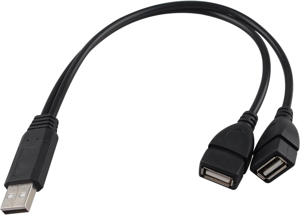 USB 2.0 Type 1 to 2 Y Splitter Hub Adapter Cable 1 Male to 2 Female USB 2.0 Jack Sync Power Charging Cable Extension - ShopVlot