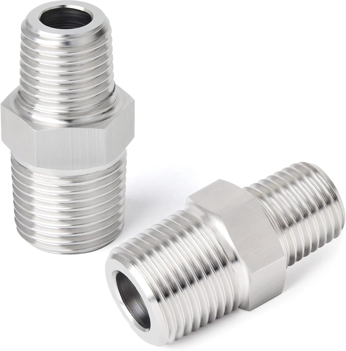SnelShoppen - 2 Stuks 304 RVS Hex Nippel, 3/4" x 1/2" BSP Mannen Pijp Fittingen Reducer voor Water, Gas en Verwarming