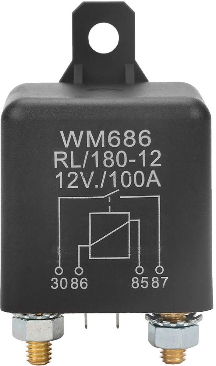 SnelShoppen - Automatische start relais 100A ON/OFF relais WM686, krachtige batterij aan/uit schakeling, 12V DC, ideaal voor kleine kranen en combinee