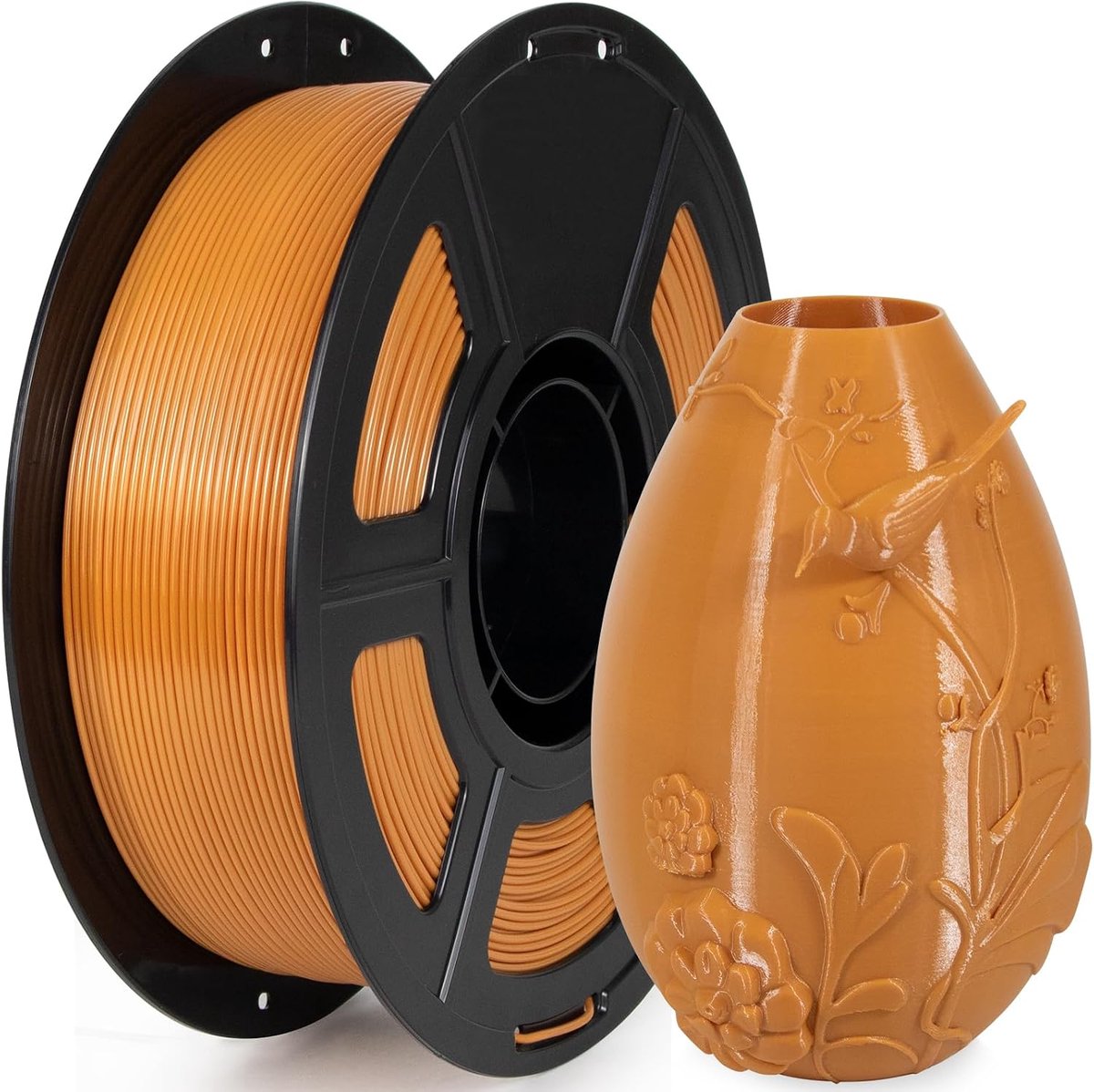 SnelShoppen - PETG Filament 1.75mm 1kg Amber 3D Printer Filament, Glanzend, Hoogwaardige Printkwaliteit, Compatibel met Bambu Lab, Perfect voor Creati