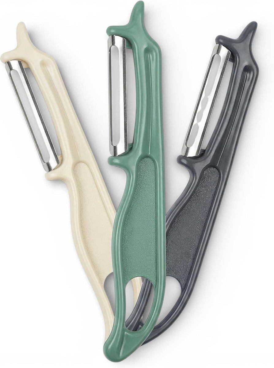 SnelShoppen - 3-delige Schilset RVS Schilmes 15 cm met Ergonomische Handgreep, Groente Schiller in 3 Kleuren, Keuken Accessoires voor Huis en Tuin