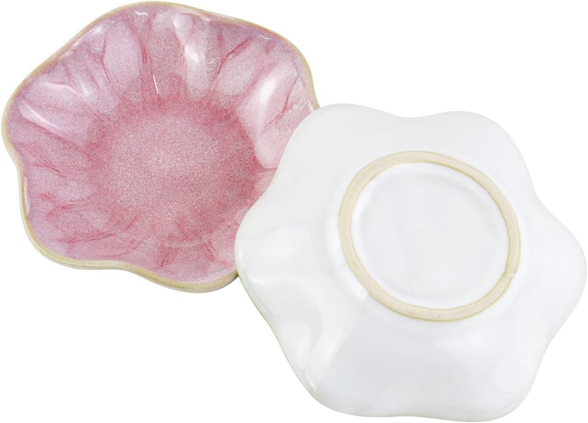 SnelShoppen - 4 Inch Ovenveranderde Keramische Kleine Tafelgerei Uniek Kunstwerk Lotusblad Schaal voor Hamster Voedsel Sieraden Display Saus Decoratie