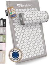 BrellaVio Spijkermat Set met Spijkerkussen - Grijs - 74x44 cm - Acupressuur Mat - Spijkerbed - Acupunctuur Kussen - Shakti Massage