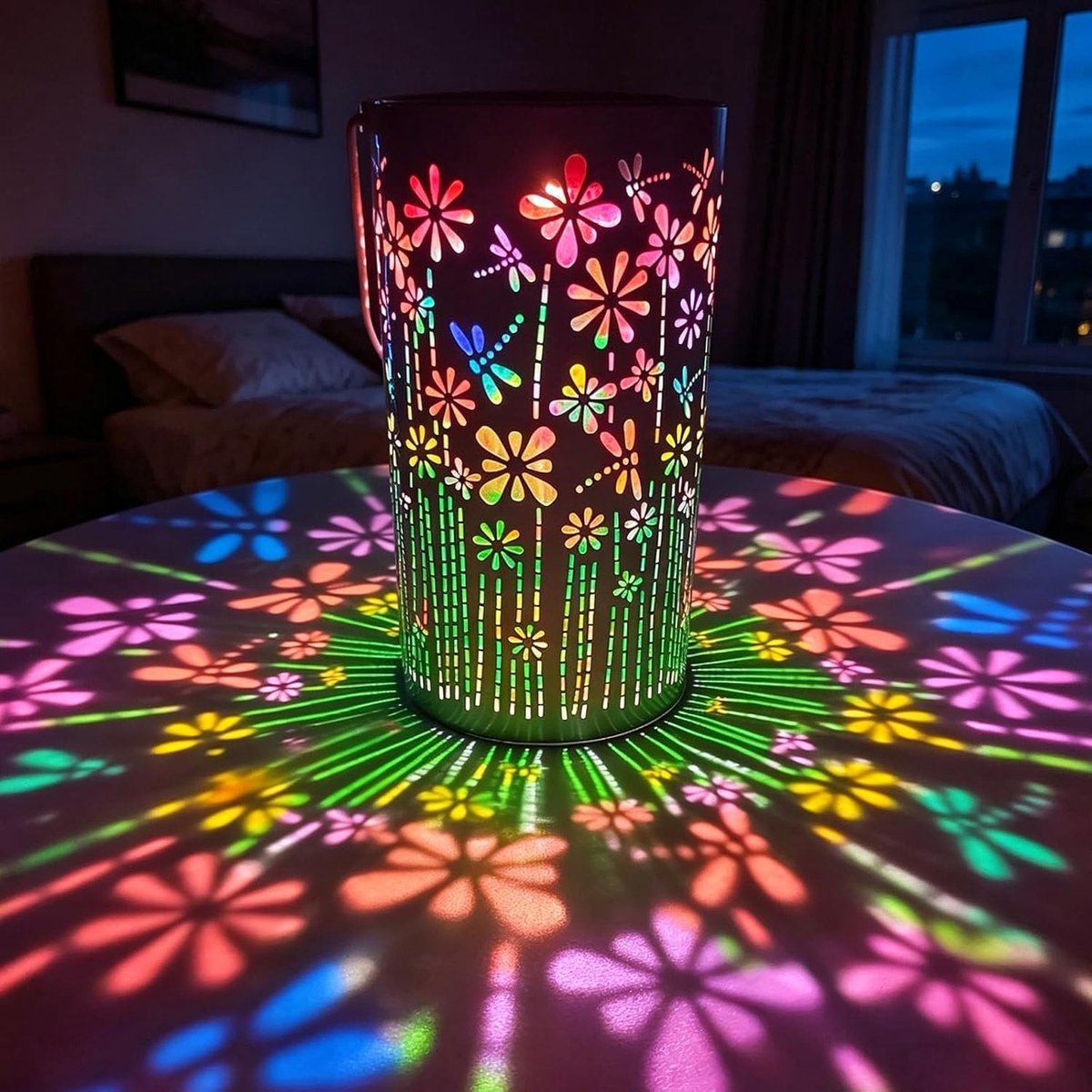 Zonne-lantaarn - Zwart - 12 x 20 cm - Metalen Libelle Hanglamp op Zonne-energie - Voor Buiten en Tuindecoratie