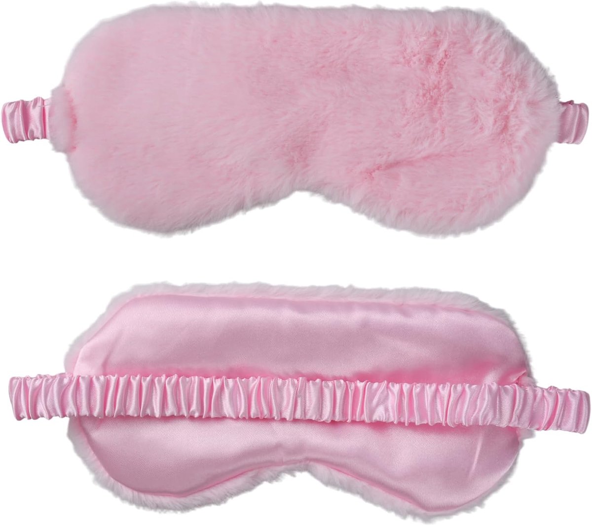SnelShoppen - Pluche Slaapmasker - Zacht Oogmasker voor Thuis, Reizen, Dutjes en Nachtslaap - Verstelbaar, Roze Imitatie Konijnenbont - Ademend en Lic