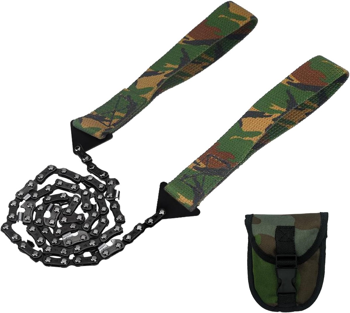 SnelShoppen - Pocket Chainsaw 24 inch - Duurzame Vouwhandzaag - 11 Dubbelzijdige Zaagtanden - Met Draagtas en Leren Ceintuur - Perfect voor Camping, O