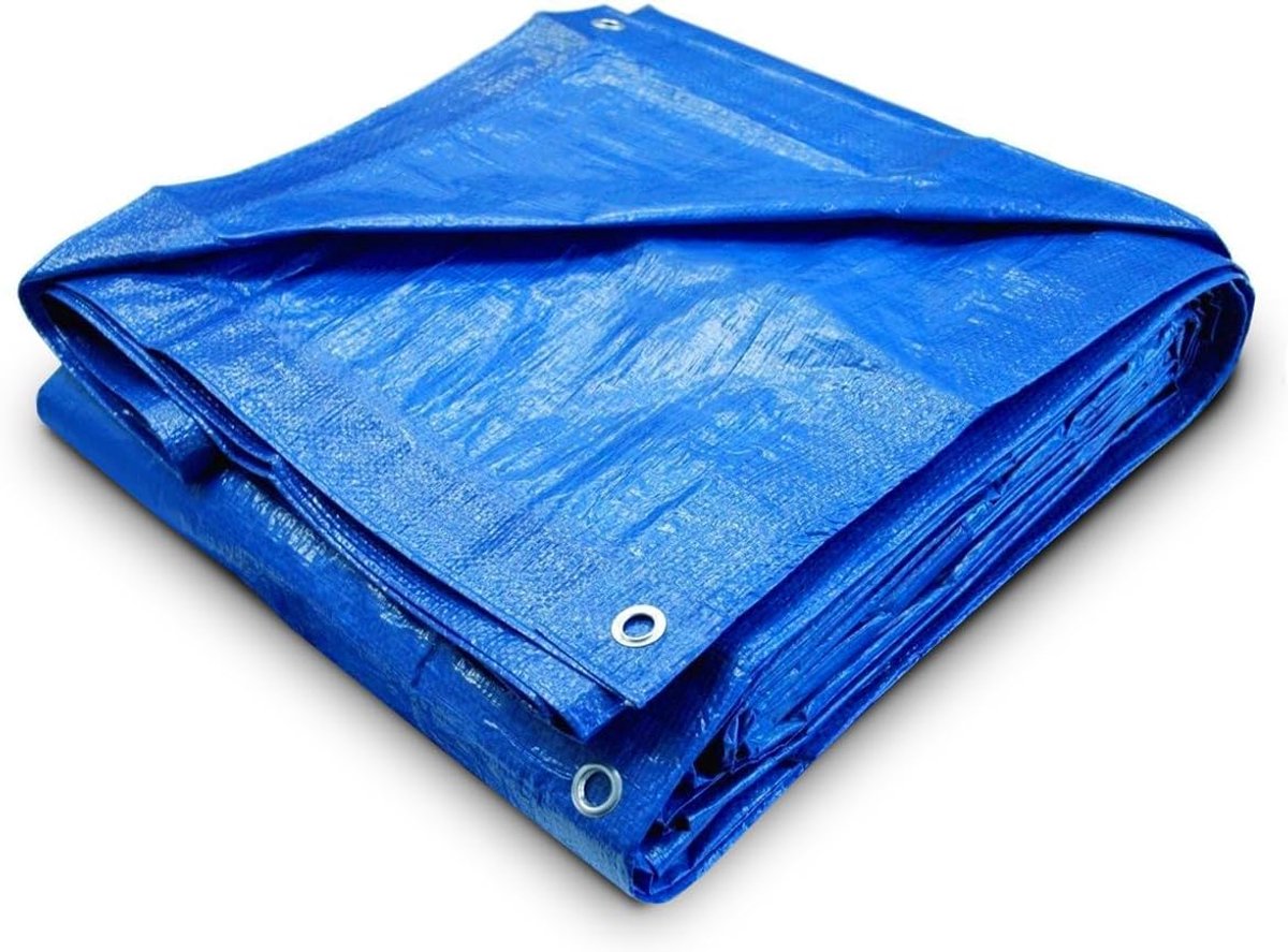 SnelShoppen - Blauwe Tarpaulin Zeil 1.8m x 2.4m Lichtgewicht PE Kunststof 80gsm Waterdicht Grondzeil Multifunctioneel Klein Zeil voor Buitenmeubels Sc