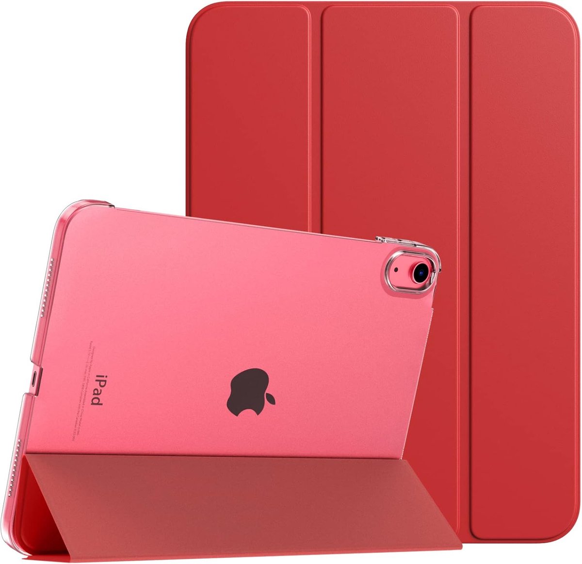 SnelShoppen - TiMOVO Hoes voor iPad A16 11e gen 11"/10e gen 10,9", Rood | Slanke Standaardhoes, Harde Doorschijnende Achterkant, Ondersteuning voor To