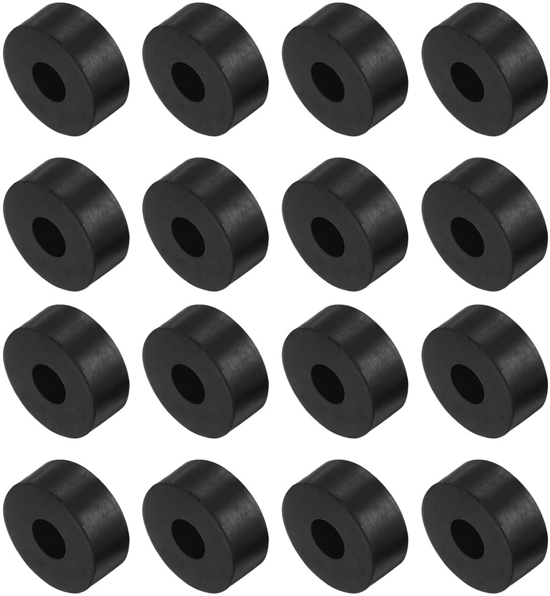 SnelShoppen - 16 Rubber Spacers 6.5x10x25mm Antivibratie Isolatie Pads voor Thuis Auto Boot Accessoires Neopreen Zwart