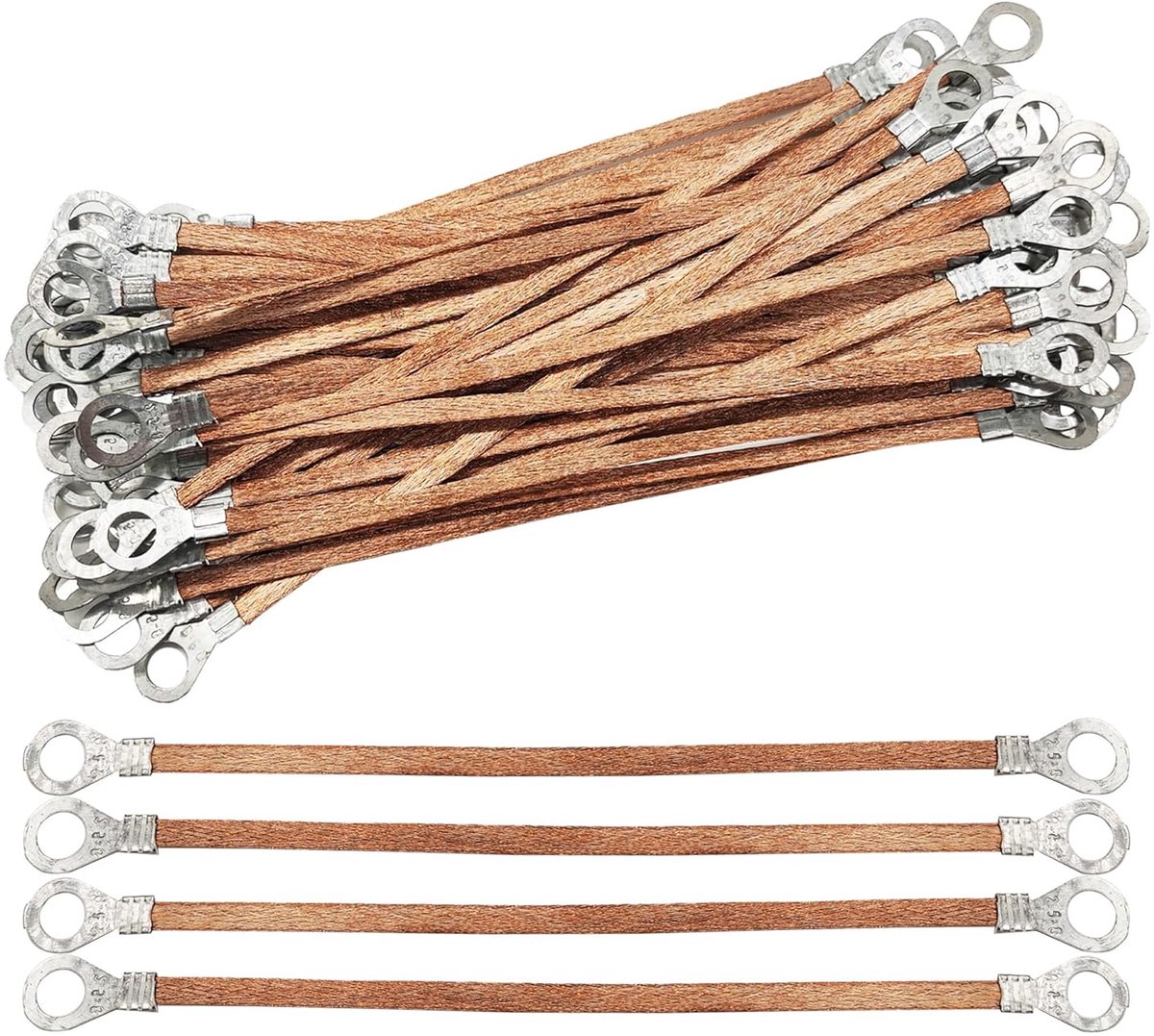 SnelShoppen - 50 Stuks Aardingslint Aardingsband Koper Aardingsband Auto Accu Aardingslint 2.5mm² 20cm Hoogwaardige Koper Voor Aarding